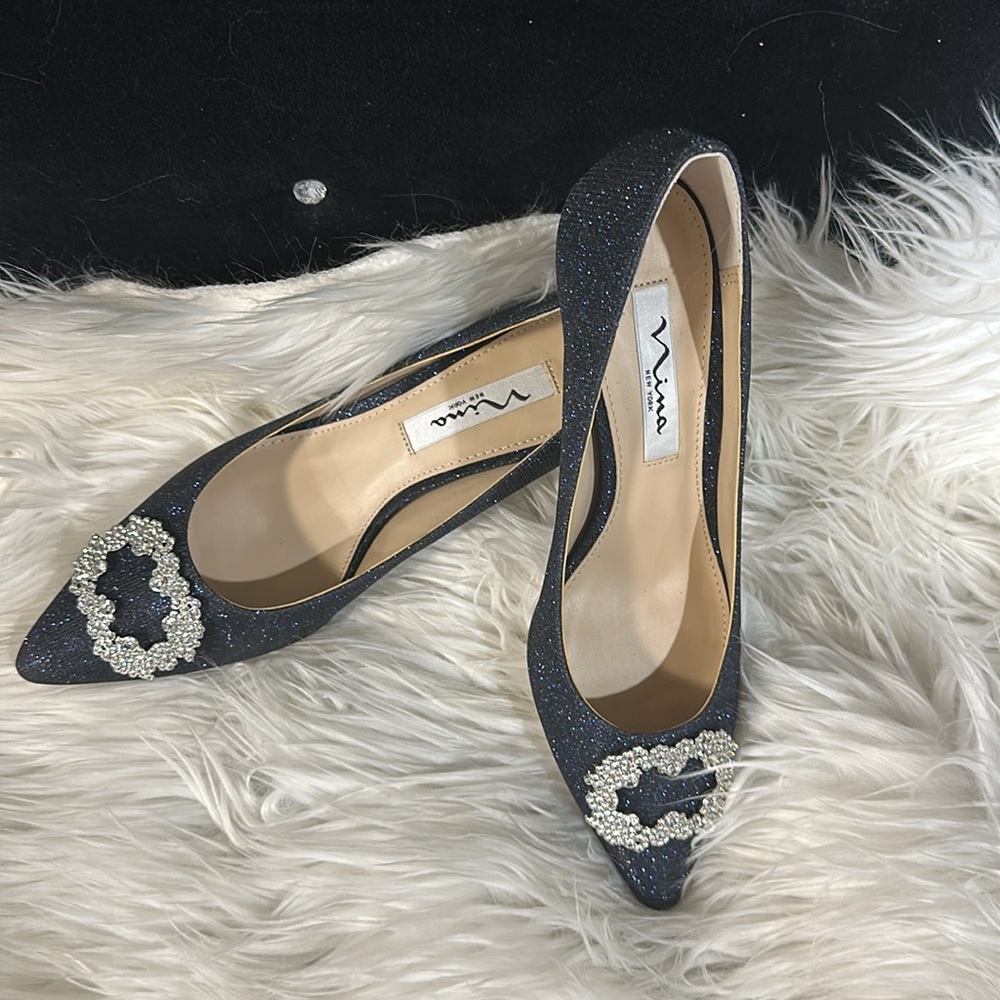 Nina Navy Sparkly pump rhinestone design size 8 NEW - Picture 2 of 6